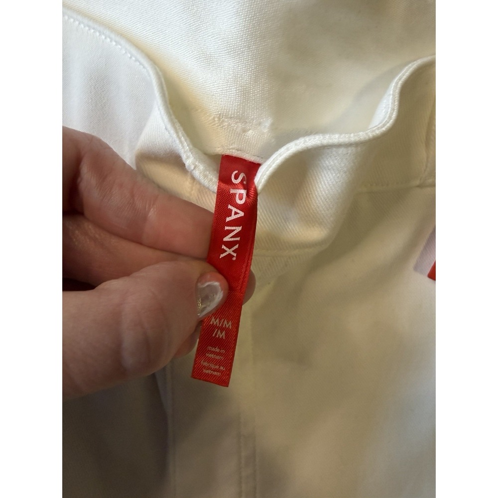 NWT SPANX 20312R Stretch Twill Cropped Wide Leg in Bright White Pants M - Picture 4 of 12